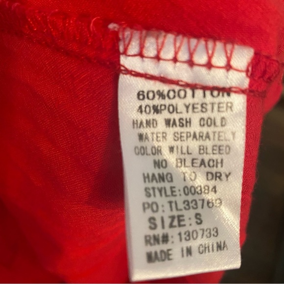 Umgee • Red Embroidered Boho 3/4 Flare Sleeve Mini Dress • Size S • EUC - Picture 8 of 8